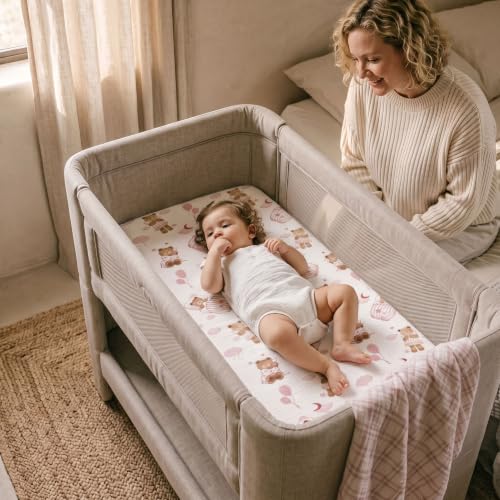 Image of Gllquen Baby 3-Pack Muslin Cotton Bassinet Sheets, 33 inchx20 inch Bedside Sleeper