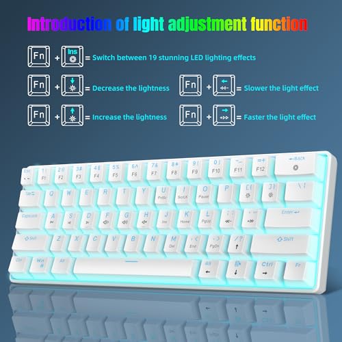 Image of Snpurdiri 60% Mechanical Gaming Keyboard (White, Blue Switches)
