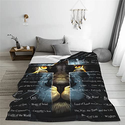 Bible Verse Throw Blanket Lion Throw Blanket 50X60 Inch Ultra-Soft Micro Fleece Blanket Religious Blanket Christian Blanket Gifts For Women Men Home Living Room Decoration For Kids Adults #TOP5