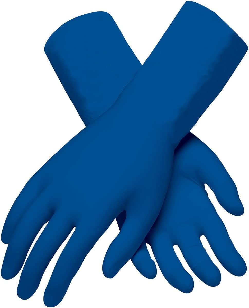Industrial Grade Extra Thick Disposable Latex Glove, Powdered with Fully Textured Grip Ambi Thix Latex 13mil 12" Glove, Large, Blue, 62323PF (Pack of 10)