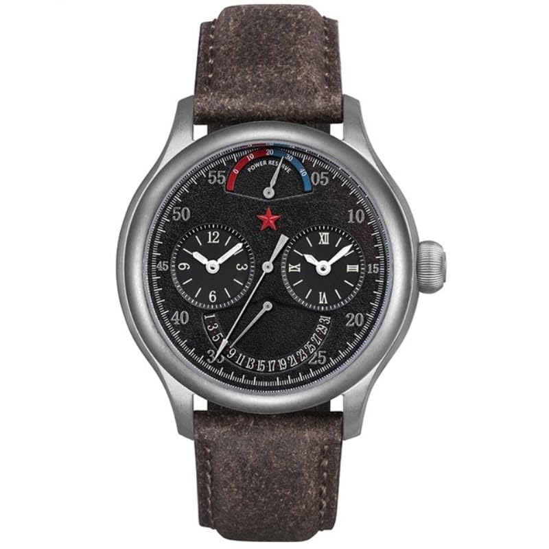 SEAKOSS RED Star 45mm GMT Dual Time Zone Automatico Meccanico Orologio Originale ST2545 Movimento Calendario Mens Army Militare Orologio Da Polso Luminoso Mano