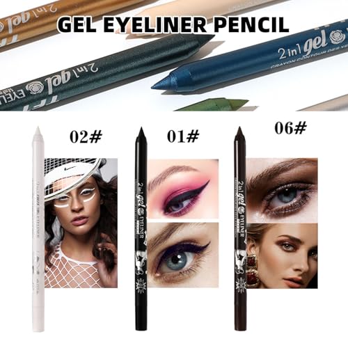 2-in-1 Gel Eyeliner Pencil Set in Black and Brown - Image 3