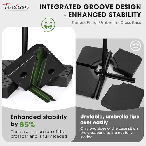 Image of FRUITEAM Patio Offset Umbrella Base Stand, 180 LBS Sand Filled Outdoor Base Heavy-Duty for Cantilever Umbrellas, Large Easy-Fill Spouts for Water & Sand Filling