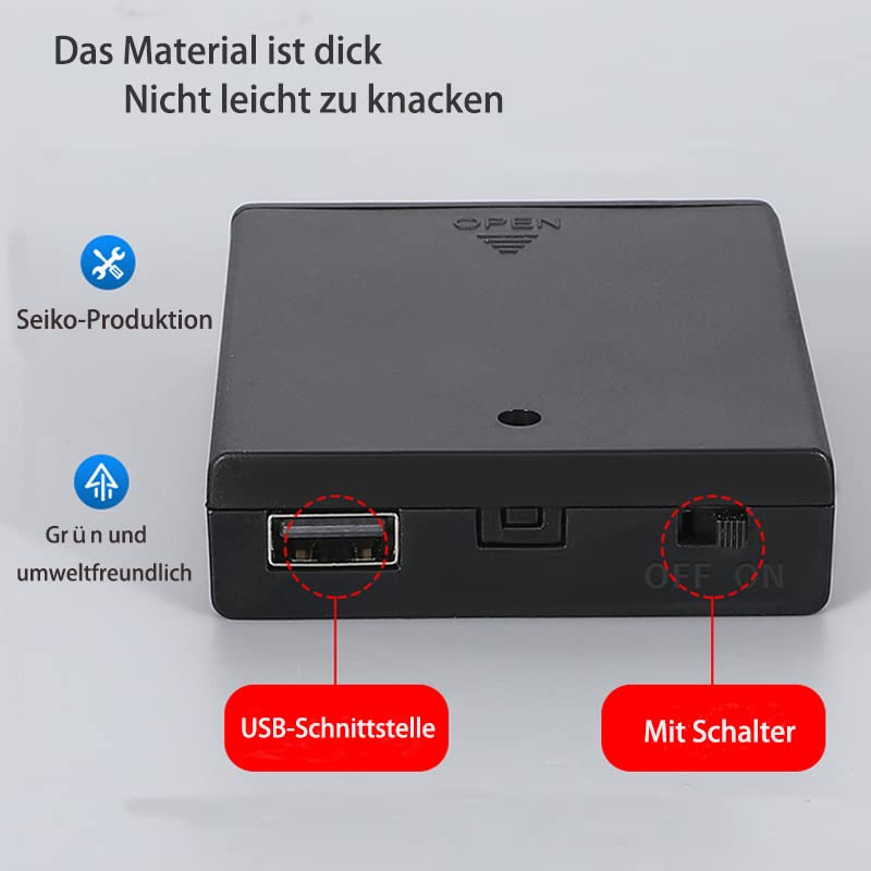 4x AA Batteriehalter Mit Schalter & Kabel – Aufbewahrungsbox Für 4 AA-Batterien, Inkl. Schraubkappen (4 Stück)