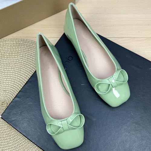 SAILING LU Women's Bow-Knot Square Toe Ballet Flats Elegant Dress Shoes Soft Dressy Shoes Female Slip-on Loafers2