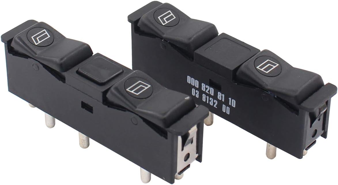 NewYall Pack of 2 Front Left Driver and Right Passenger Side Door Window Switch for Mercedes 190D/190E 84-89, 240D/380SEC 82-83, 300CD/300D/300TD 82-85, 300SD 81-85, 380SEL 81, 500SEC 84-85, 500SEL 84
