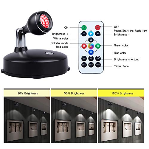 Leastyle Led Spot Light Indoor, Battery Operated Led Light Stick Up Lights With Remote, Mini Wireless Spotlight Dimmable Accent Lights For Lighting Up Paintings Pictures(Rgb 2 Pack) #TOP3