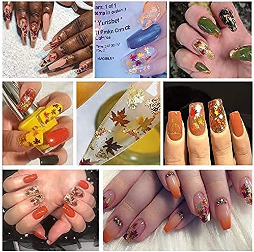 Nail Art Maple Leaf Flake 20Gram Glitter Fall Leaves Metallic 3D Maple Leaf Shaped Red Yellow Orange Mixed Design Confetti -Maple Spangles For Women Girls Manicure Kit Decorations (2 Pot)… #TOP3