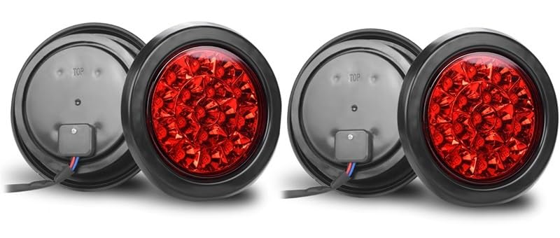 Intermitentes Dinamicos Para Jeep para camión para camioneta 4x4 12V 24V4 pulgadas 16 LED luces traseras rojas redondas ámbar lámpara de señal de giro luz trasera de freno La Señal Giro(4pcs Red light