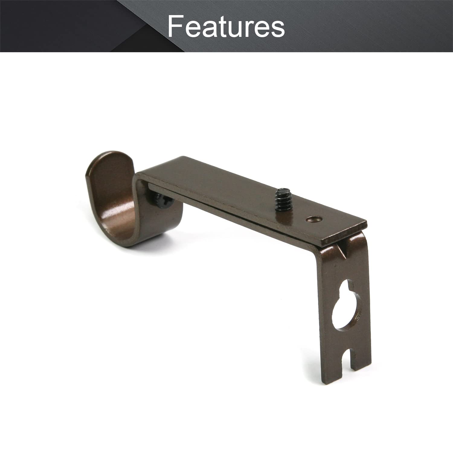 Lot de 2 supports de tringle à rideaux en fer marron réglables pour tringles de 16 à 19 mm, supports de 100 x 40 x 16 mm pour décoration d'intérieur