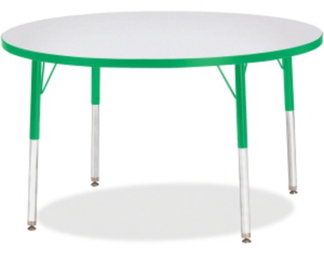 Jonti-Craft Berries 6468JCE119 Round Activity Table, E-Height (15"-24" Adjustable Height), 42" Diameter, Gray/Green/Gray