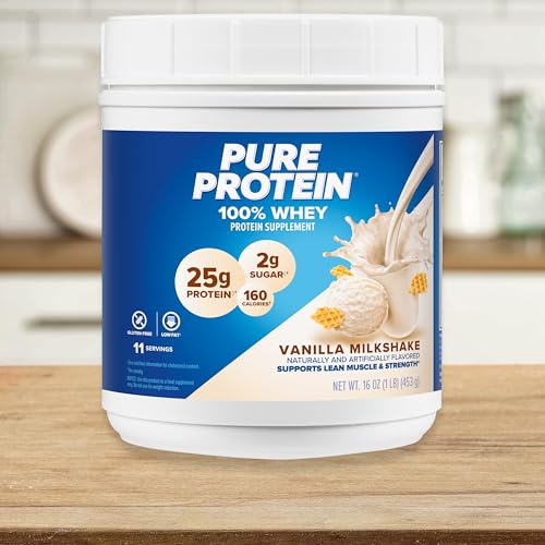 Pure Protein Powder, Whey, High Protein, Low Sugar, Gluten Free, Vanilla Cream, 1 lb - Image 6
