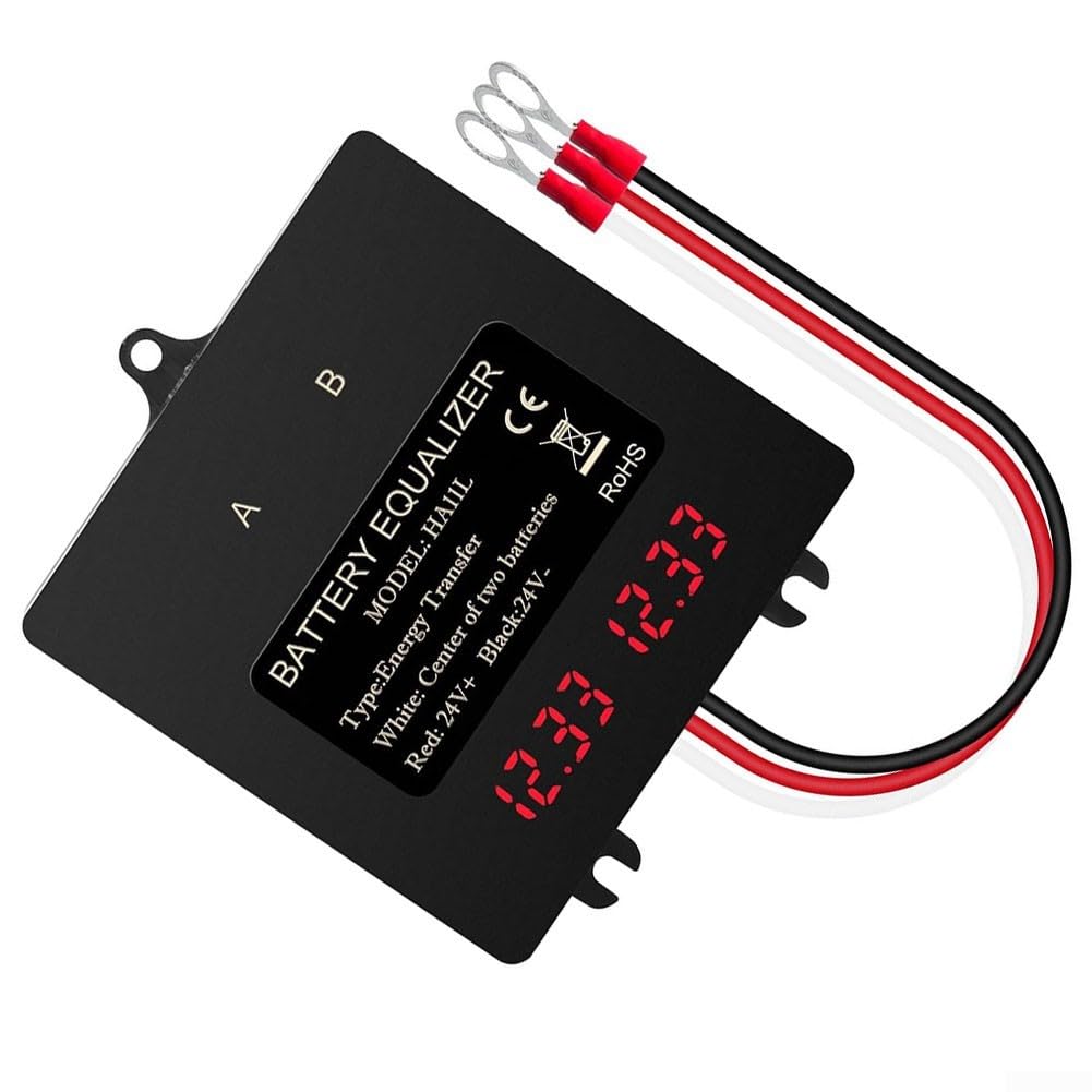 24V Intelligent Battery Balancer – Voltage Equalizer For 2x12V Lithium, LiFePO4, NiMH, 0-5A Compensation, IP67, Reverse Polarity Protection