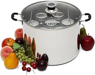 Harvest Stainless Steel 20 Qt Canning Pot with Rack | Water Bath or Steam Canning | Works on All Stovetops Including Induction, Glass, Gas (Stainless Steel Canner + Tools) (Stainless Steel Canner)