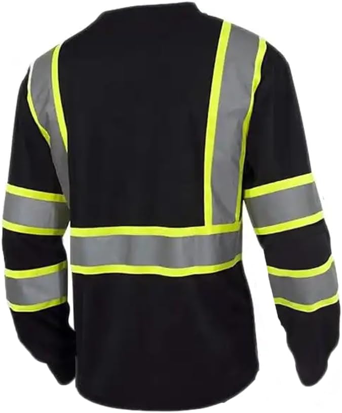 Apparel High Visibility Shirts, Long Sleeve Hi Vis Reflective Safety Shirts with Pocket for Men - Image 5