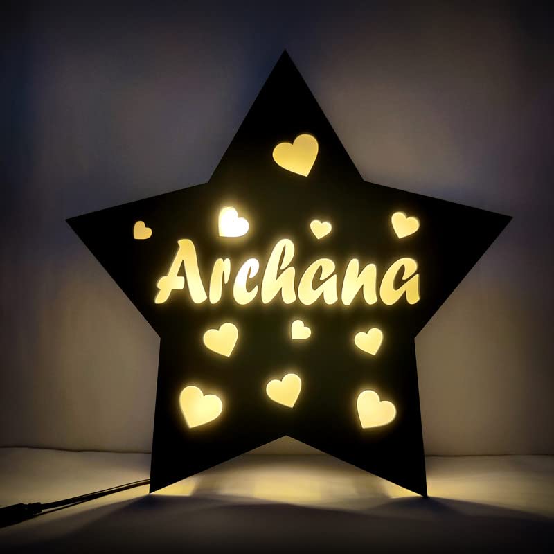 AVESTA GIFT STORE Personalized STAR Shape Wooden name lamp, best gift for kids, birthday surprise for boys and girls, Kids birthday, birthday bash childrens,