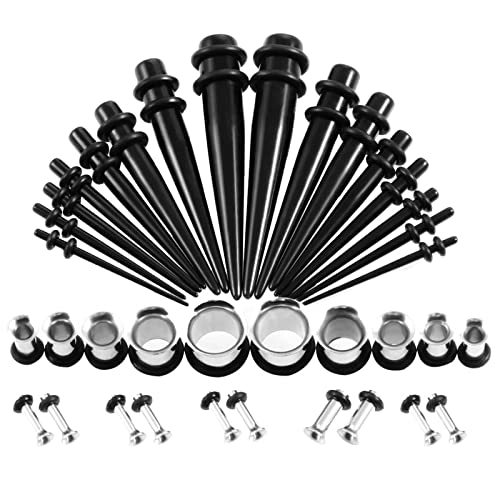 Kit conique d'extenseurs pour élargir le lobe d'oreille sans douleur avec 36 plugs légers