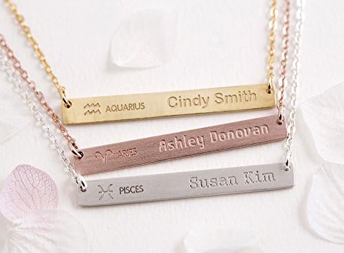 Engraved Constellation Necklace Personalized Constellation Bar Necklace Gift for Her Mom Bridesmaid Sterling Silver LUVINMARK LVMKZ5