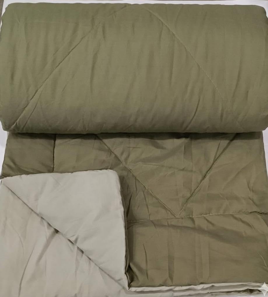 Microfiber Solid Bed Quilt/Comforter | Reversible Soft Lightweight Blanket | All-Season Warm Razai for Home (Olive Green, Single 60×90)-image-22
