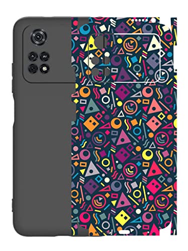 Image of AtOdds - Poco M4 Pro (4G) Mobile Back Skin Rear Screen Guard Protector Film Wrap (Coverage - Back+Camera+Sides) (Shapes Graffiti) (Pack of 1)