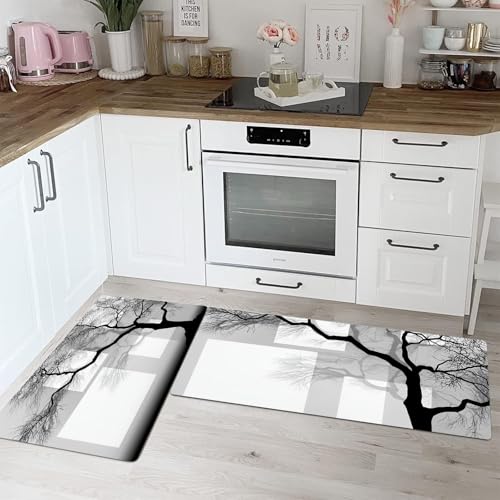 Tapis cuisine antidérapant lot de 2 lavable devant évier style abstrait