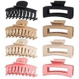 Askfeel 8Pack 3.5 Inch Medium Hair Claw Clips for Women, Hair Clips for Thin Thick Curly Hair, Matte