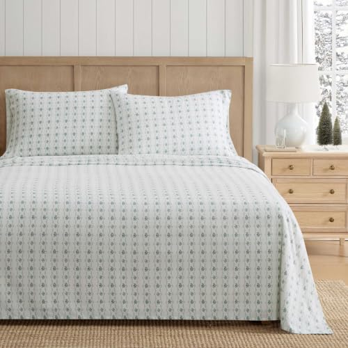 Image of Martha Stewart - Full Cotton Flannel Sheet Set with Pillowcases | Brushed Feel, Breathable Comfort, Deep Pocket Fit, Fully Elasticized Edge, Self-Hem Finish, Machine Washable