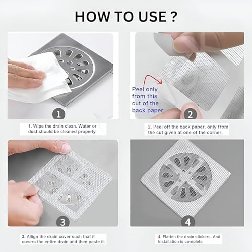 Image of Cord Sink Stopper (20 Pcs) Disposable Shower Cover Hair Catcher Shower Drain Mesh Stickers, Bathroom, Laundry, Bathtub, Kitchen Sower Drain Floor Sinks Dusting Wand for Sugar (Silver)