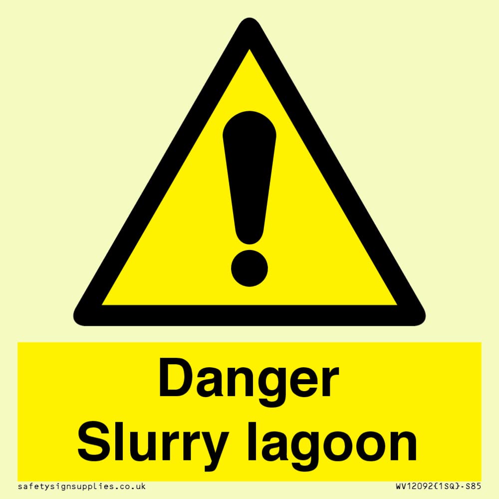 Danger Slurry lagoon Sign - 85x85mm - S85