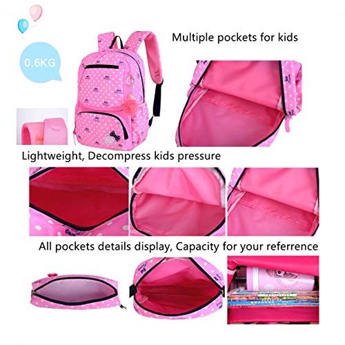 Ekuizai 3Pcs Heart Prints Backpack Sets 3 In 1 Bowknot Primary Schoolbag Travel Daypack School Bag Kid Backpack For Girls (Blue) #TOP2