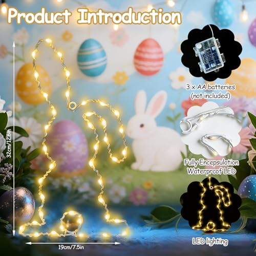 2 Stück Osterdeko LED Fenster Licht, Ostern Deko, Lichterkette Ostern, Osterdeko Fenster, Lichterkette Osterns LED Fensterbeleuchtung mit Saugnapf und Timer, Batteriebetrie für Draußen & Innen Yellow)