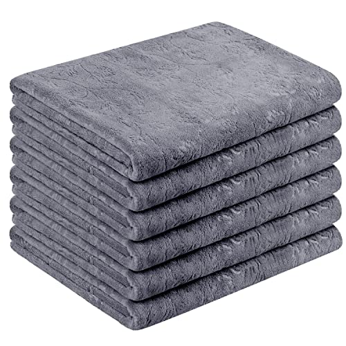 Image of JML Bath Towels 6 Pack, Oversized Microfiber Bath Towels(30 inch x 60 inch), Soft and Super Absorption Multipurpose Towels for Bath, Beach, Pool, Sport - Grey Floral Pattern