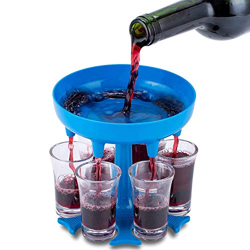 CNXUS 6 Shot Glass Dispenser and Holder -Dispenser For Filling Liquids, Shots Dispenser, Multiple 6 Shot Dispenser, Bar Shot Dispenser, Cocktail Dispenser(with 6 Glass)