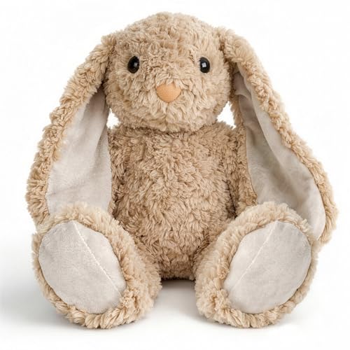 Soft Plush Bunny Teddy 27cm, Floppy Eared Stuffed Rabbit Toy, Ultra Soft Cuddly Comfort Plush, Machine Washable, Gift for Kids Boys & Girls Ages 3+ (Brown)