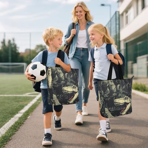 Bolsa de mano para llevar libros: bolso de dinosaurio resistente de universidad 6