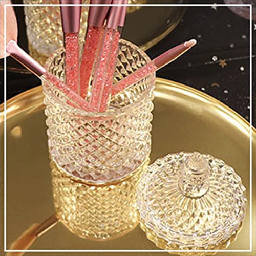 Image of SKDBPM Crystal Glass Candy Jar with Lid, Diamond Pattern,Decorative Storage Container