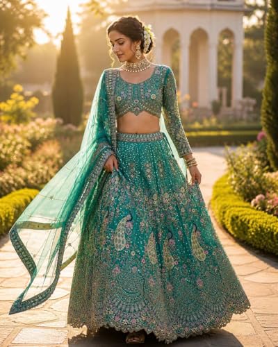 Image of Lehenga choli For Womens and Girls Soft Butterfly Net Lehenga Choli with Coding Sequins Work Dupatta | Semi Stitched Designer Ethnic Set
