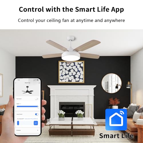 Image of Universal Smart WiFi Ceiling Fan Remote Control Kit, Compatible with Alexa, Google Assistant and Smart Life App, No Hub Required DIMMER