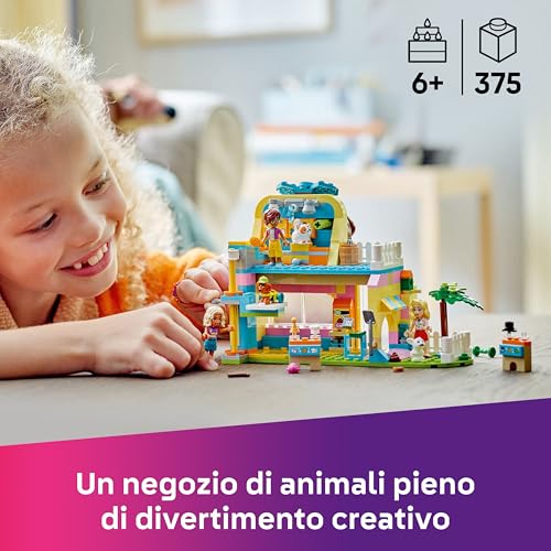 Friends Pet Shop - Include Animali Giocattolo come Cane, Gatto e Coniglio, 3 Mini Bamboline e Accessori per la Cura degli Animali - Regalo di Compleanno per Bambine da 6 Anni in su - 42650 - Lego - Immagine 1