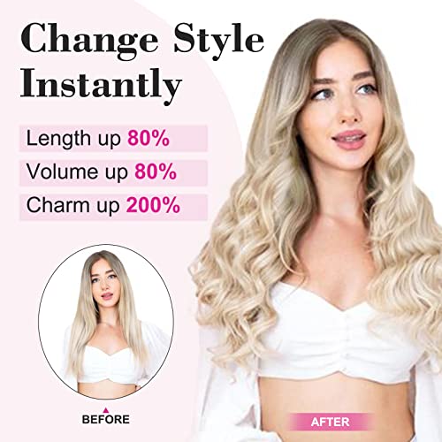 Reecho 20" 1-Pack 3/4 Full Head Curly Wave Clips In On Synthetic Hair Extensions Hairpieces For Women 5 Clips 4.5 Oz Per Piece - Natural Black #TOP3