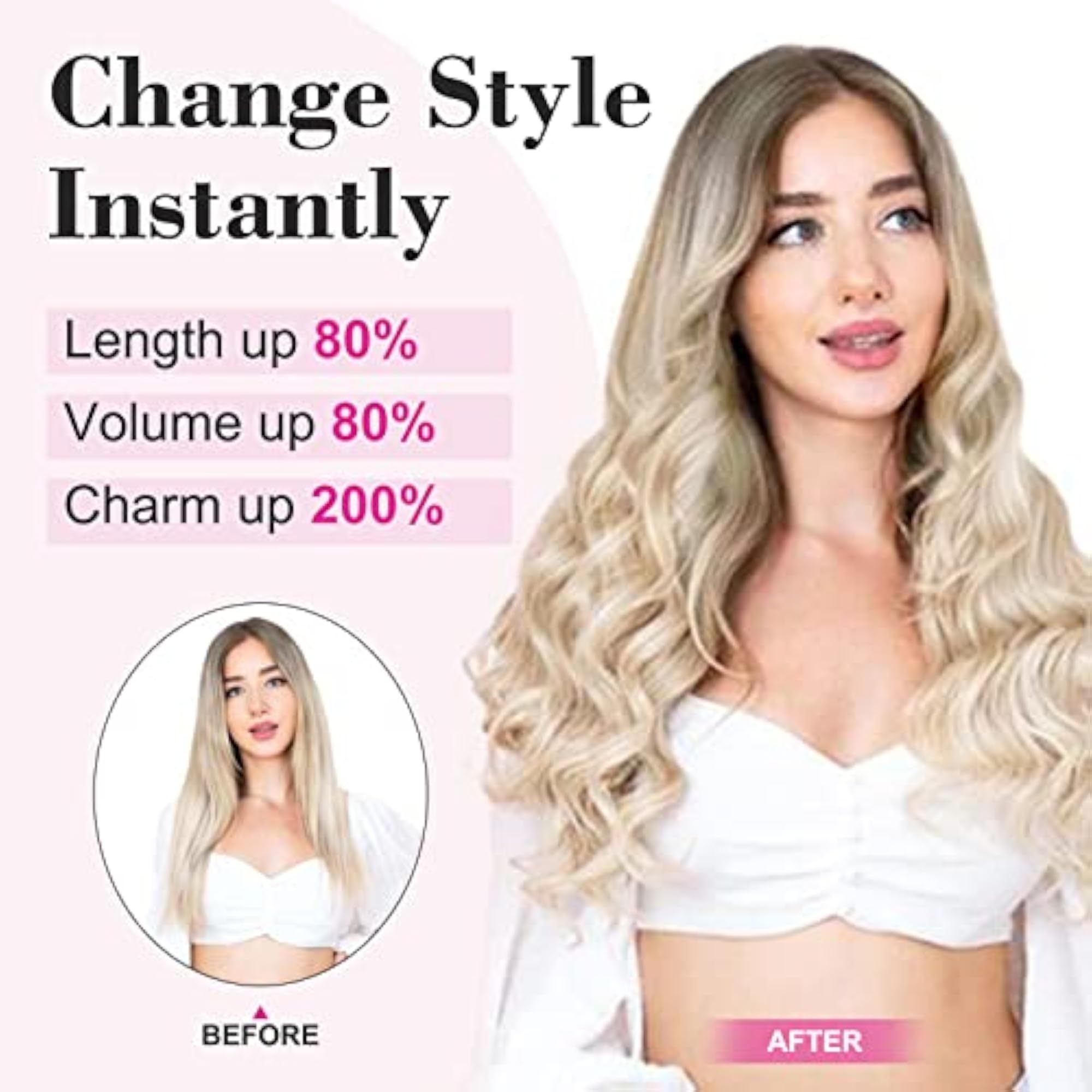14" 1-Pack Curly Wavy Clips in Synthetic Hair Extensions