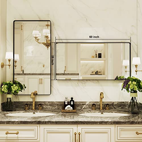 Guwet Wall Mirror for Bathroom,60x28 Mirror for Wall with Aluminium and Armoured Glass,Decorative Wall Mirrors for Living Room,Bedroom,Anti-Rust, Shatterproof,Horizontal or Vertical(Black) by Guwet - Image 8