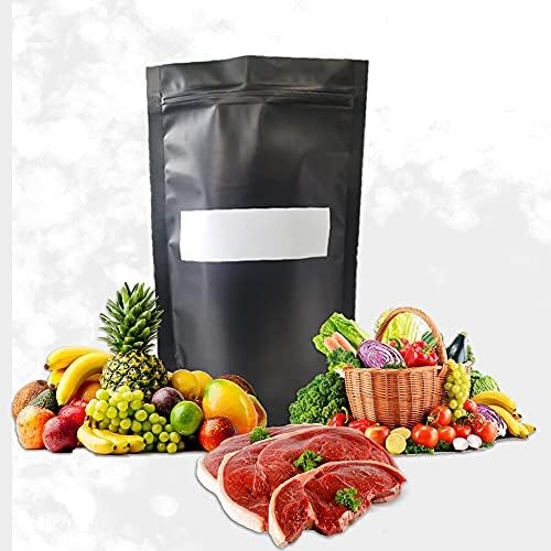JKI Enterprises 50 Mylar bags for food Storage Quart size extra thick smell proof bag for packaging products and Vacuum sealing (Black, 50-6”x9” 9.54 MIL). 1 Quart Storage Bags. Mylar Freezer Bags