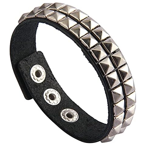 Jeilwiy Genuine Leather Bracelet Wide Black Belt Cuff Bangle Punk Wristband Leather Wrap Bracelet for Men,Women Adjustable Cover