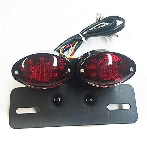 SMT-Universal Cat Eye Custom Tail Brake License Plate light BLACK RED [B00Y43ON98]