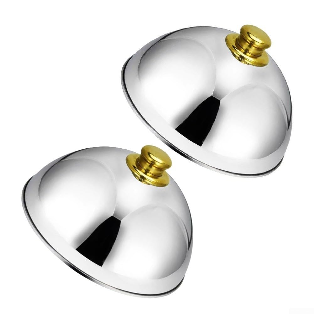 Coprivivande per acciaio 2 Campana per Microonde Anti per polvere Coperchio per Cucina Ristorante 25.5cm(Gold)