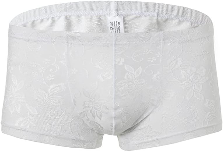 BaronHong See Through Floral Lace Men Underwear Shorts Sexy Low Rise Boxer Brief Panties