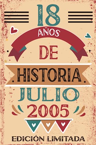 18 Años De Historia Julio 2005: Libro de visitas, cuaderno, 110 páginas de felicitaciones, idea de regalo, regalo Para la esposa, novia, mujer, La madre