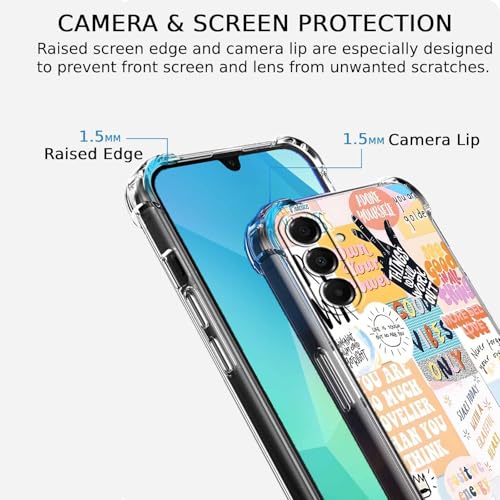 Hsondcn Case for Samsung Galaxy A16 with Beige Design,Cute Inspirational Positive Quotes Collage Pattern,Trendy Soft TPU Bumper Phone Cover(A16,Yellow) by Hsondcn - Used condition - Image 3