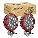 RIGIDON 2 Pcs rond phare de travail led , Rouge 7 pouces 51W 12V 24V lampe de travail led, led floodlight feux de travail pour offroad Véhicule Voiture camions SUV ATV 4x4 bateau ,6000k led headlight